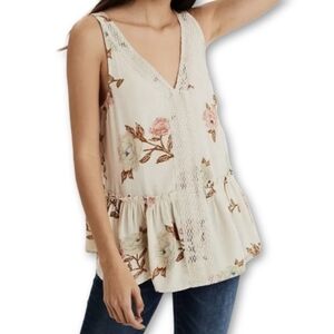 American Eagle Beige Floral Tank Top